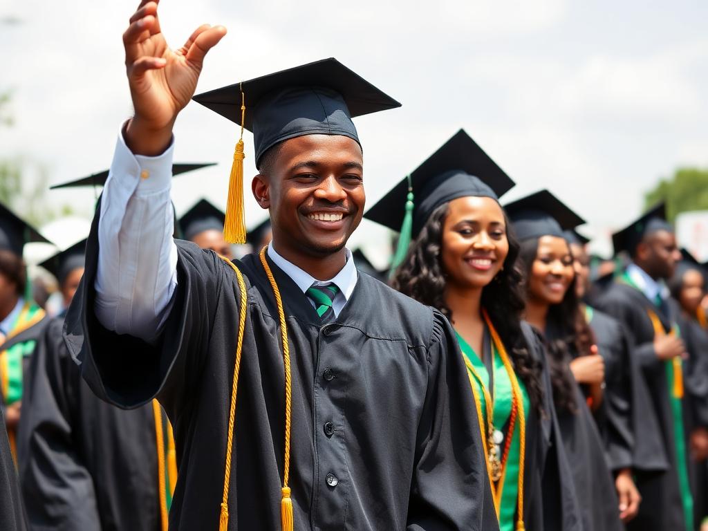 Graduations in Nigeria produced by POF Photo Video: Graduates in caps and gowns celebrating convocation